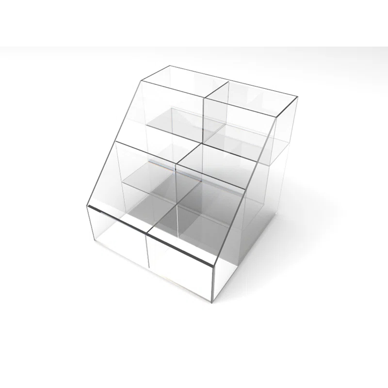 Clear Acrylic 3-Tier 6 Bin Display Rack