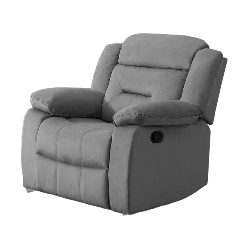 Benjara Niko Manual Recliner Chair, Plush Tufted Velvet, Solid Wood