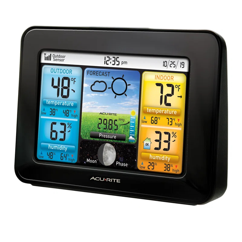 AcuRite Weather Station Forecaster with Color Display for Temperature, Humidity, Hyperlocal Forecast, and Built-In Barometer (02077M) & Reviews | Wayfair