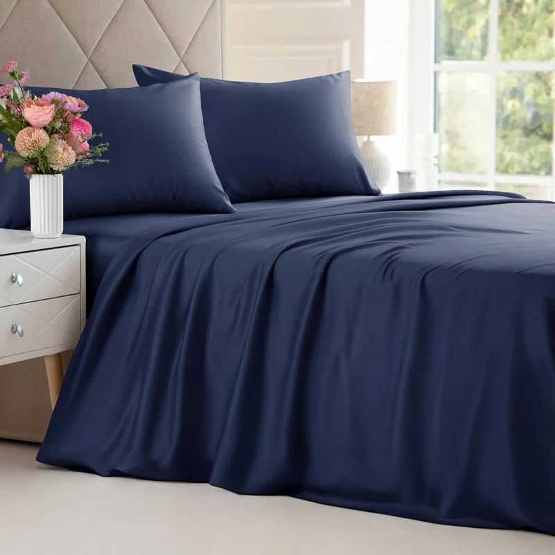 CGK Linens Premium Rayon From Bamboo 4 Piece Deep Pocket Ultra Soft & Cooling Sheet Set