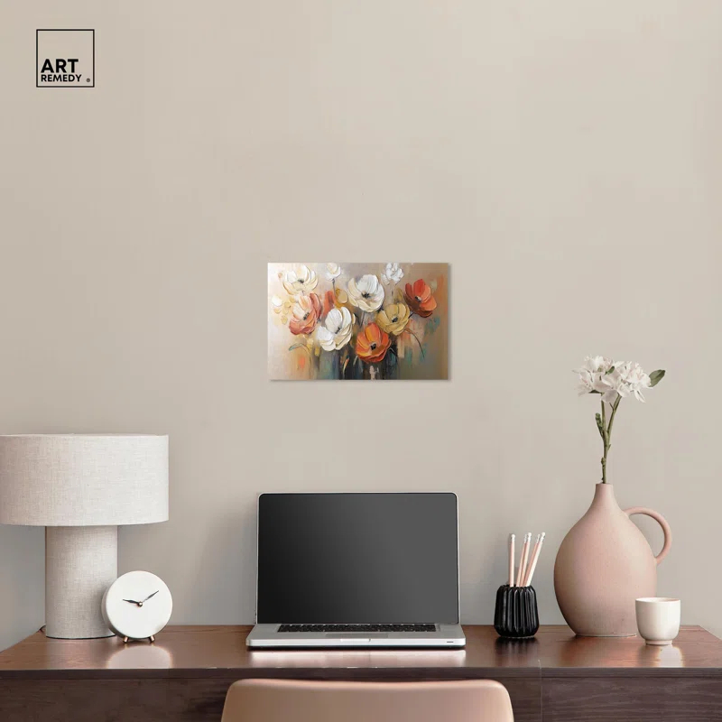 Art Remedy Frosted Flame Flower I Canvas Glam Floral Art by Art Remedy