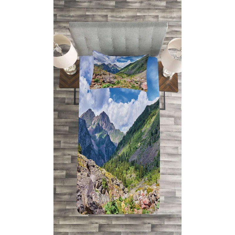 Ambesonne Landscape Rustic Coverlet Set