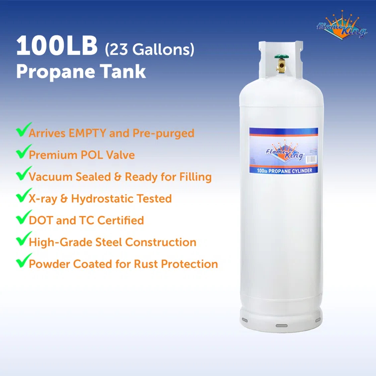 Flame King Flame King 100LB Empty Steel Propane Tank Cylinder with POL Valve and Collar, White