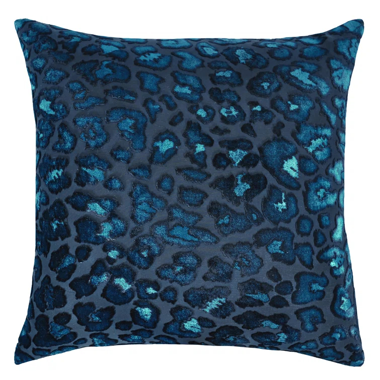 Kevin O'Brien Studio Leopard Animal Print Silk/Rayon/Velvet Reversible Throw Pillow