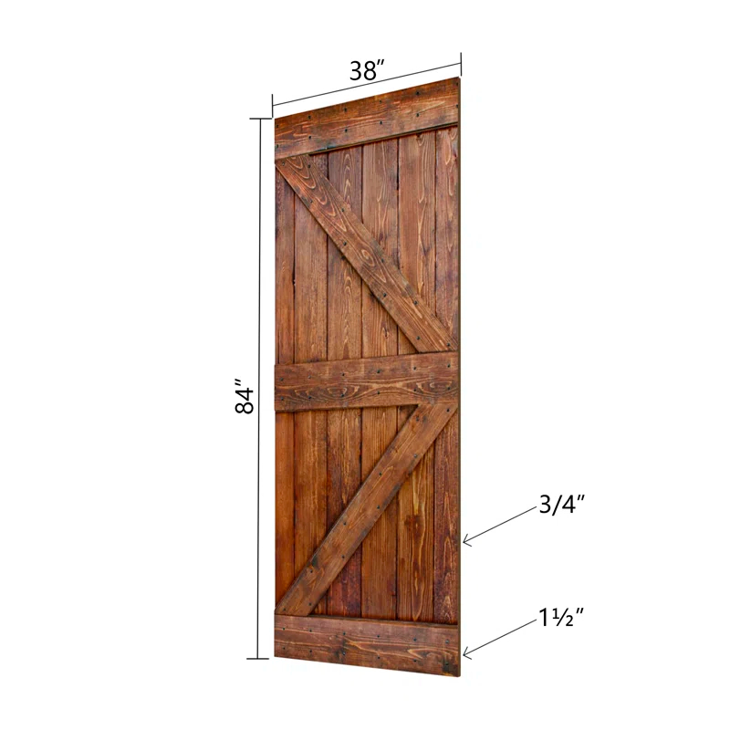 IsLife K Style Solid Core Wood Double Sliding Barn Door with Hardware Kit -Assembly Needed (Set of 2)