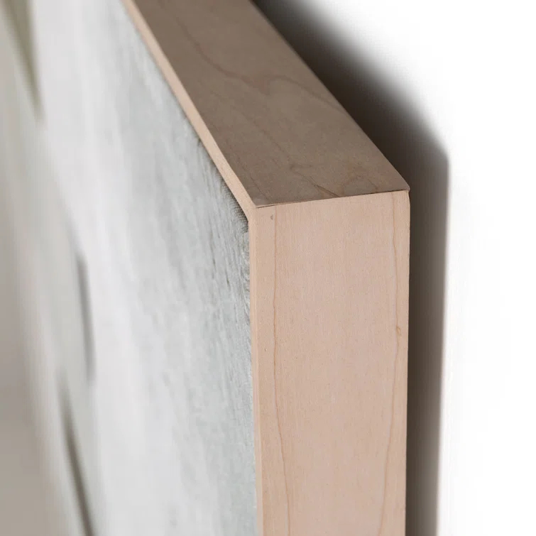 Large Abstract Canvas Art with Light Brown Floater Frame