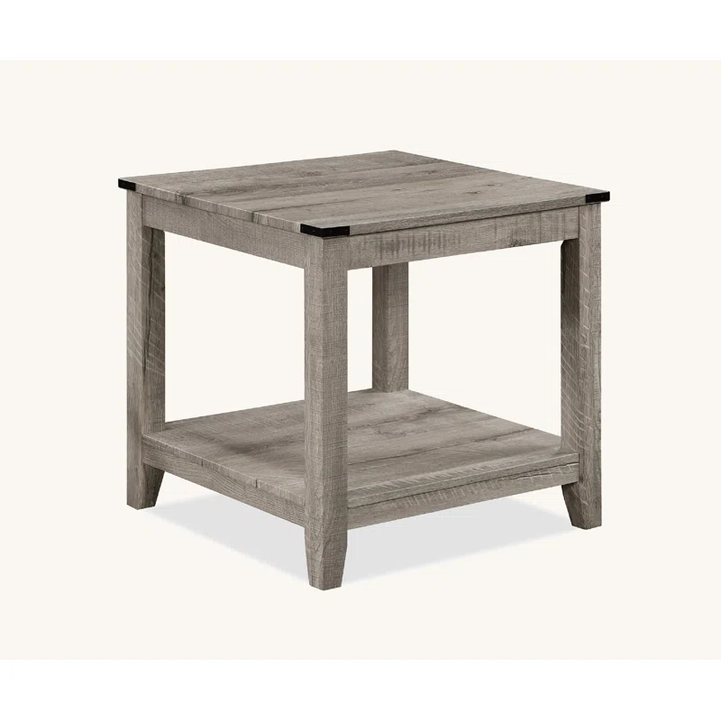 August Grove® Rustic Gray Brown 3-Piece Cocktail Set Wooden Table Top Rectangular Coffee Table And Two Matching Square End Tables Living Room Wooden Furniture Retro