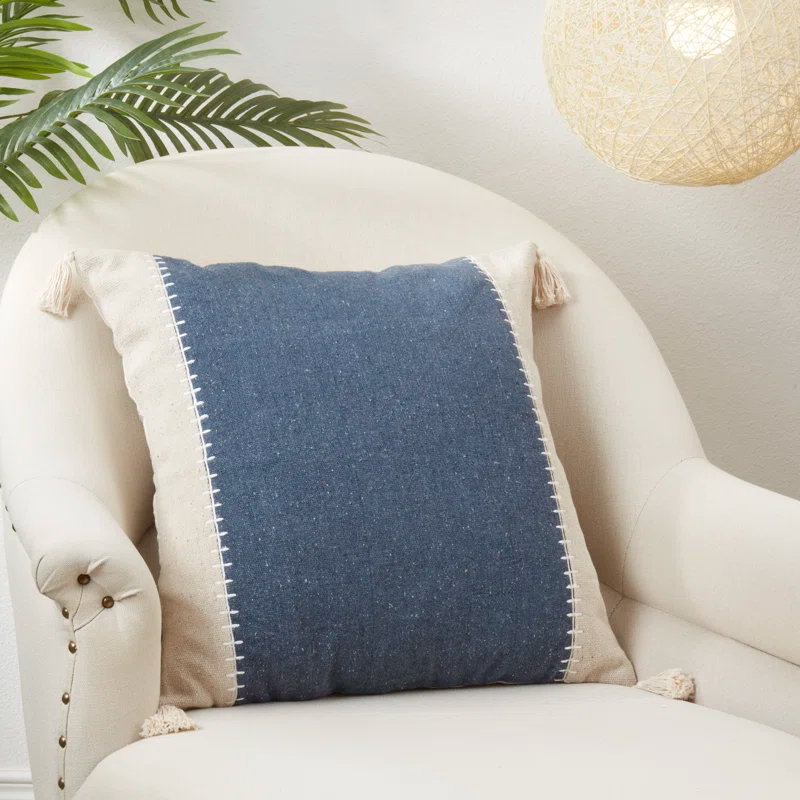 Saro Gianni Collection Tassels Cotton Throw Pillow