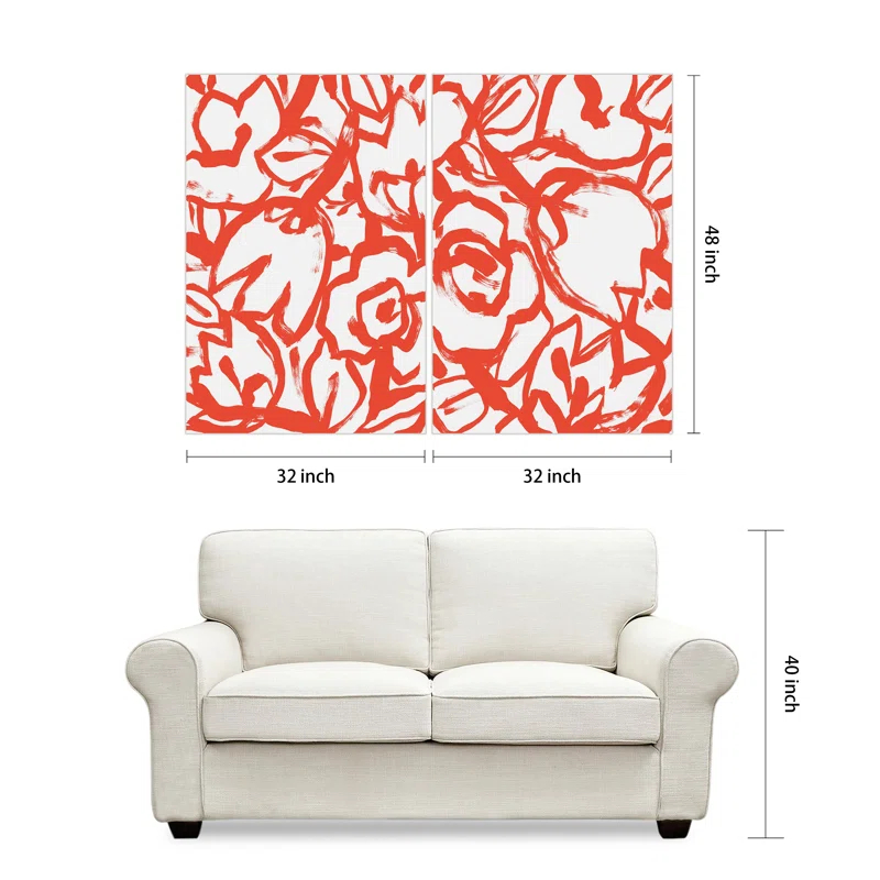 Empire Art Direct " Scarlet Blooms I & II " 2 - Pieces