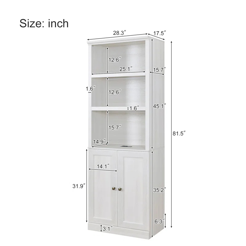 LOONGFIELD Full Size Half Self-Close And Open Murphy Bed With 2 Side Cabinet Storage Shelf, Cabinet Space-Saving Bed Perfect For Guest Room, Bed Room, Guest Room, Home Office