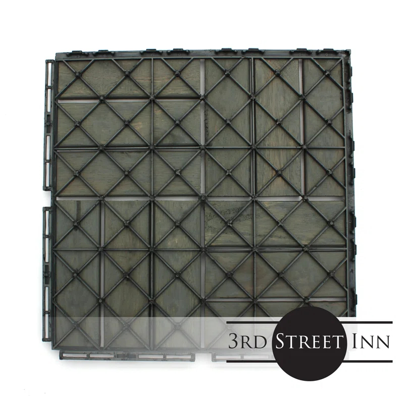3rd Street Inn 12" x 12" Wood Interlocking Deck Tile (Set of 10)