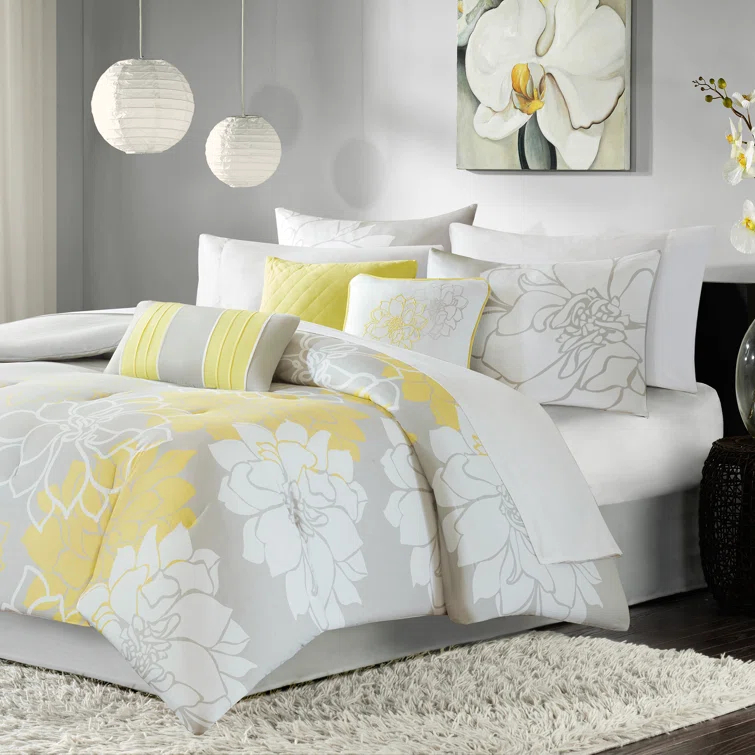 Madison Park Lola 7 Piece Floral Cotton Comforter Set