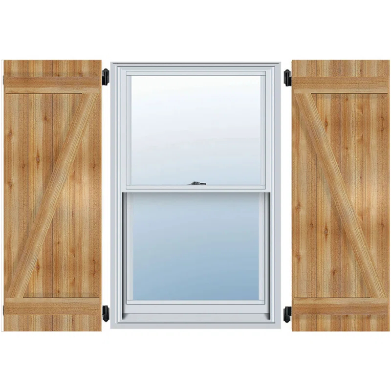 Ekena Millwork TimberCraft 5 3/8" Boards Joined Board-n-Batten Shutters w/Z-Bar, Western Red Cedar (Per Pair) (Set of 2)
