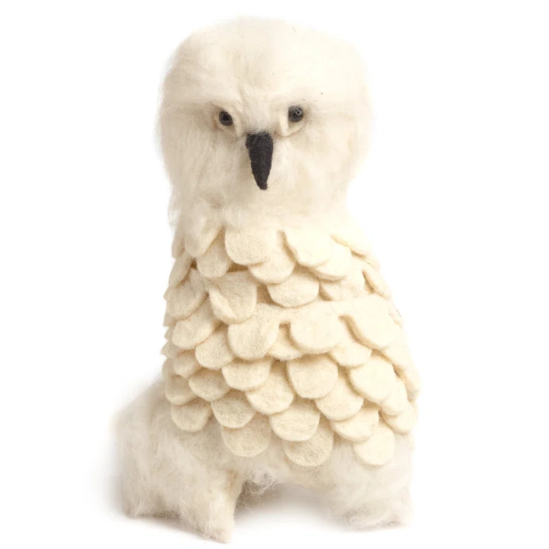 Arcadia Home Snowy Owl Handmade Hand Felted Wool Christmas Tree Topper