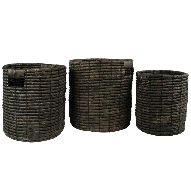 Northlight Seasonal Natural Woven Table and Floor Cylindrical Seagrass Baskets
