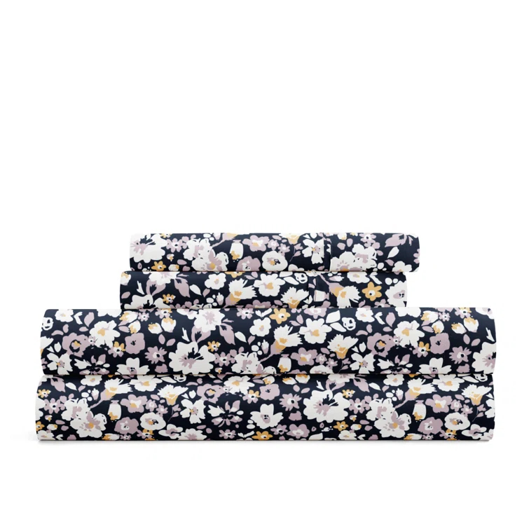 IEnjoy Home 4 Piece Sheet Set Patterned Microfiber Ultra Soft Bedding in Floral Dream