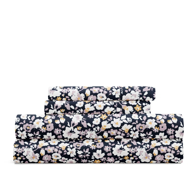IEnjoy Home 4 Piece Sheet Set Patterned Microfiber Ultra Soft Bedding in Floral Dream