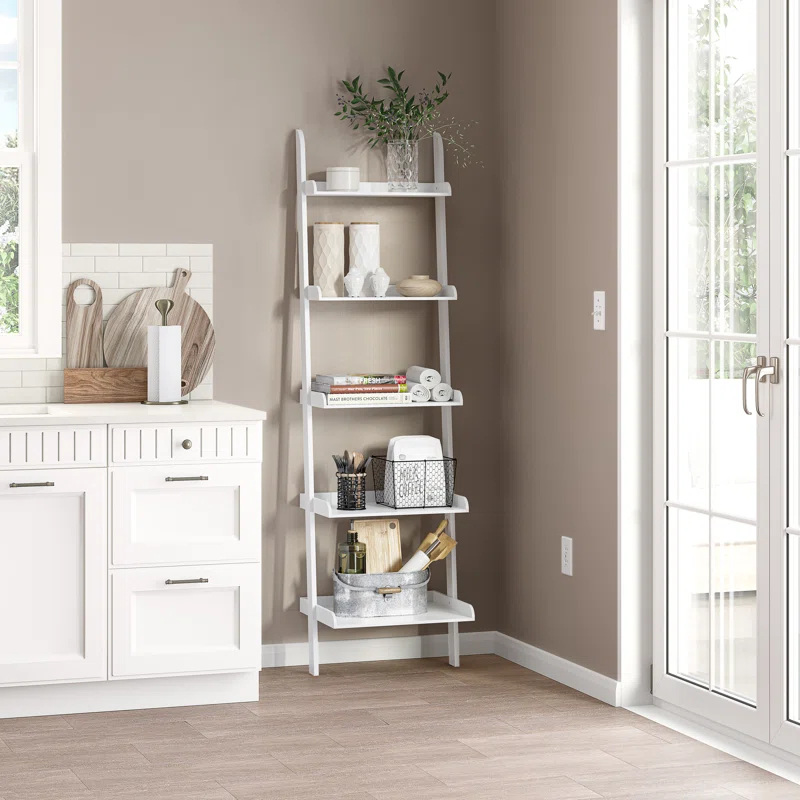 Ballucci Lado 5-Tier 67" H x 18" W Wood Leaning Ladder Bookcase