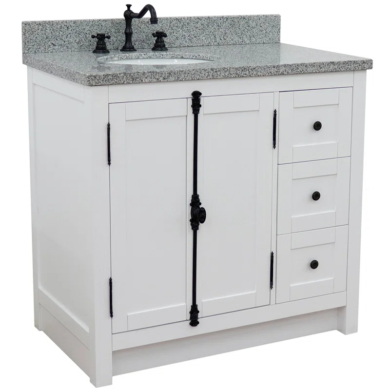 Gracie Oaks Trainor 37'' Single Bathroom Vanity with Stone Top
