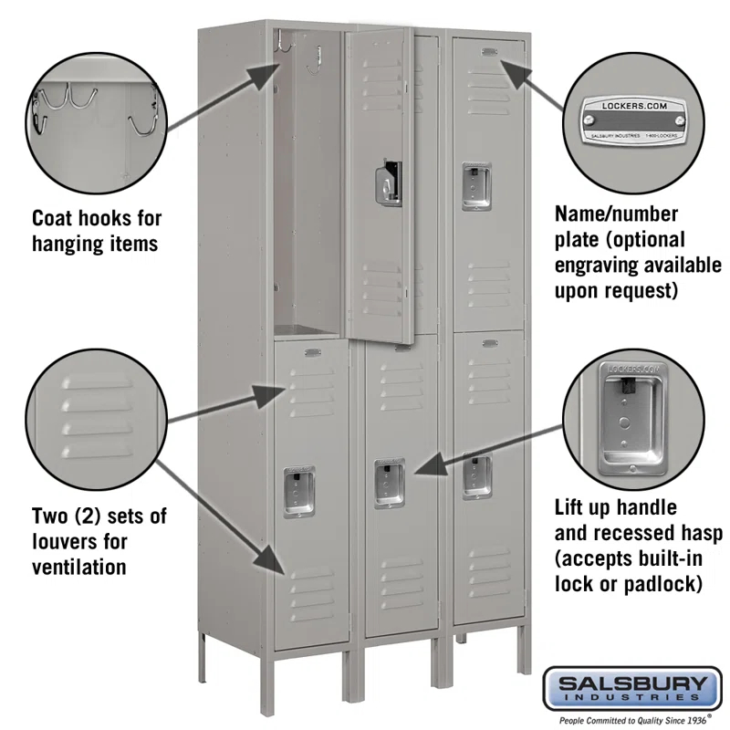 Salsbury Industries Metal 2 - Tier 36'' with Padlock
