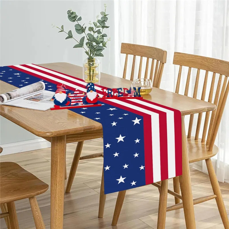 The Holiday Aisle® Independence Day Table Runner 13X72 Inches American Flag 4Th Of July Linen Table Runners Seasonal Winter Festive Holiday Table Decoration