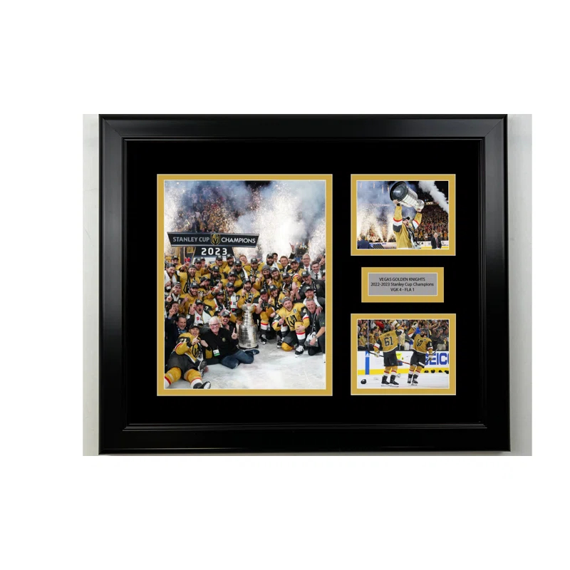 Ivy Bronx Framed Vegas Golden Knights 2023 Stanley Cup Champions Facsimile   Signature 14x11 3 Photo Collage