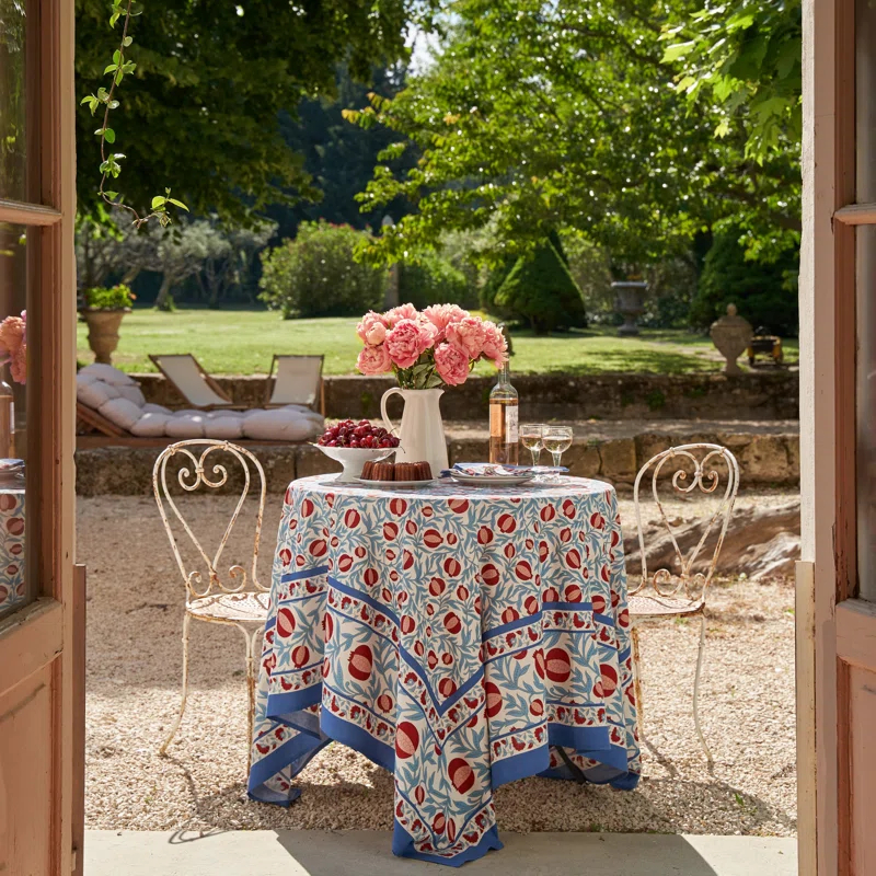 Square Floral Cotton Tablecloth