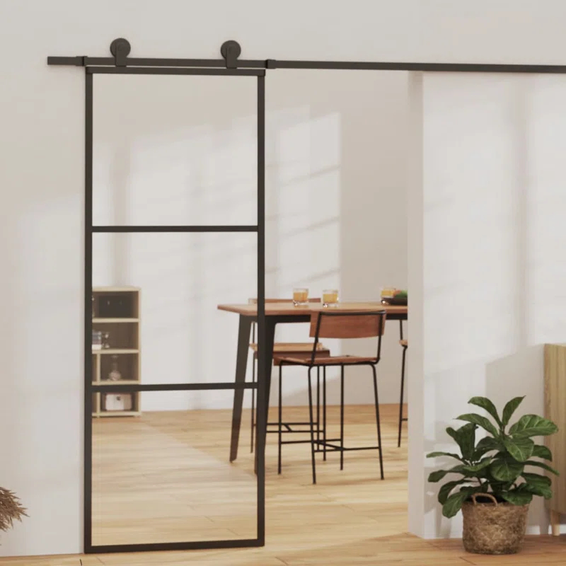 VidaXL 80.7'' Glass without Installation Hardware Kit Barn Door