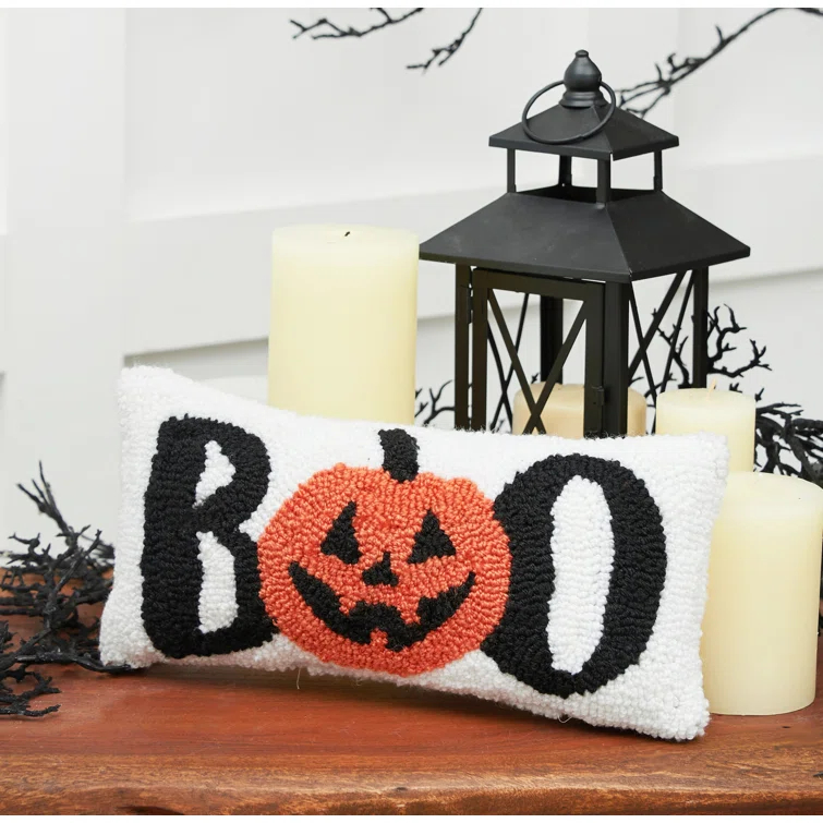 C&F Home 6" Boo Pumpkin Hooked Halloween Throw Pillow
