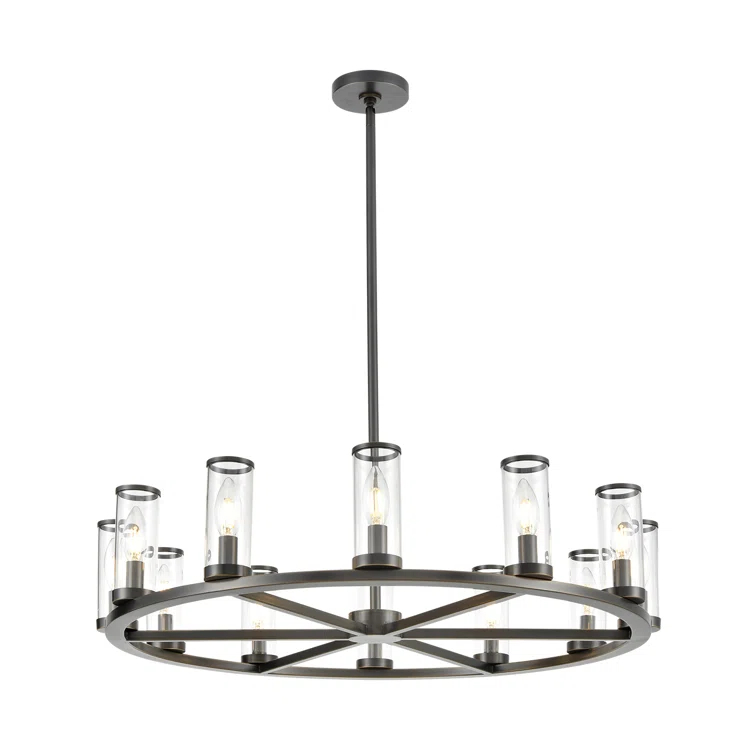 Alora Lighting Revolve 12 - Light Dimmable Wagon Wheel Chandelier