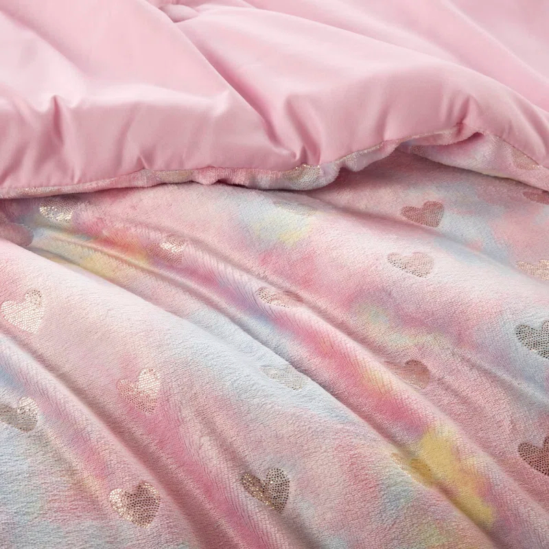 Mi Zone Rosalie Metallic Printed Plush Comforter Set