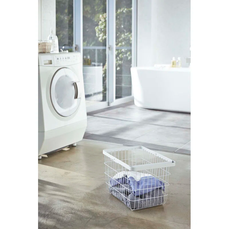 Yamazaki Home Laundry Basket, Storage Hamper, Large, Steel, Large, 8.75 gallons, 33 liters