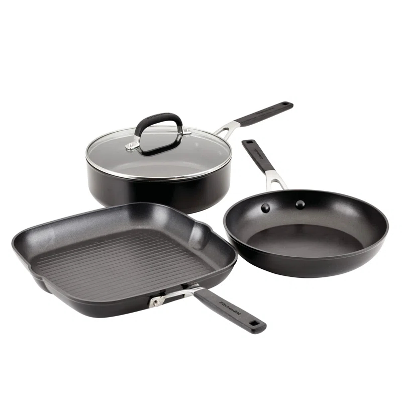 KitchenAid® KitchenAid Hard Anodized Nonstick Cookware Pots and Pans Set, 4 Piece, Onyx Black