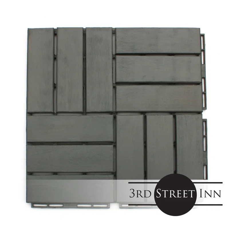 3rd Street Inn 12" x 12" Wood Interlocking Deck Tile (Set of 10)
