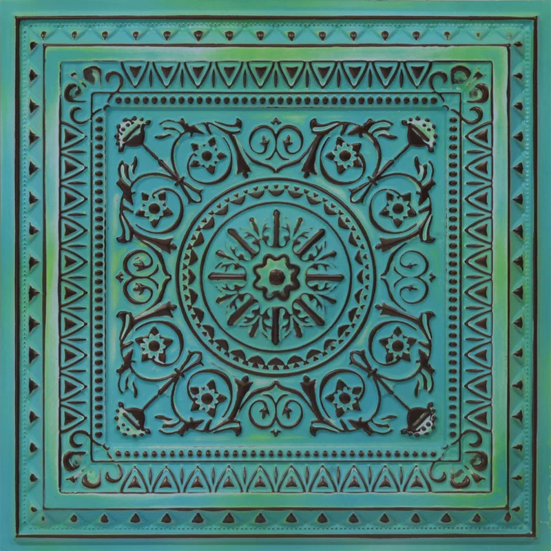 uDecor Marseille 24'' W Textured PVC Drop-In Ceiling Tile In Antique Gold (Set of 10)