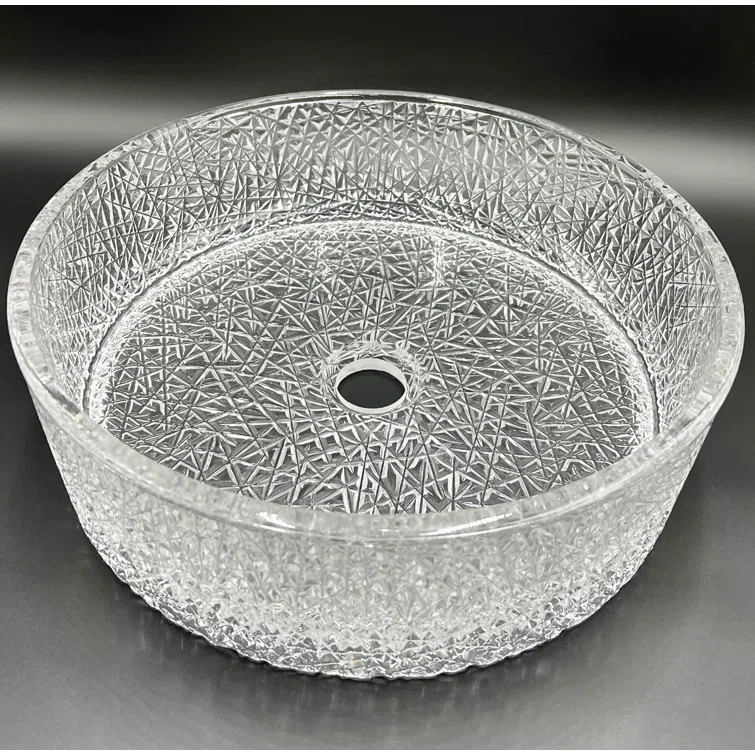 CastelloUSA Stadium 16" Glass Circular Bathroom Vessel Sink - Timeless Collection CB-VC-12-CL-16