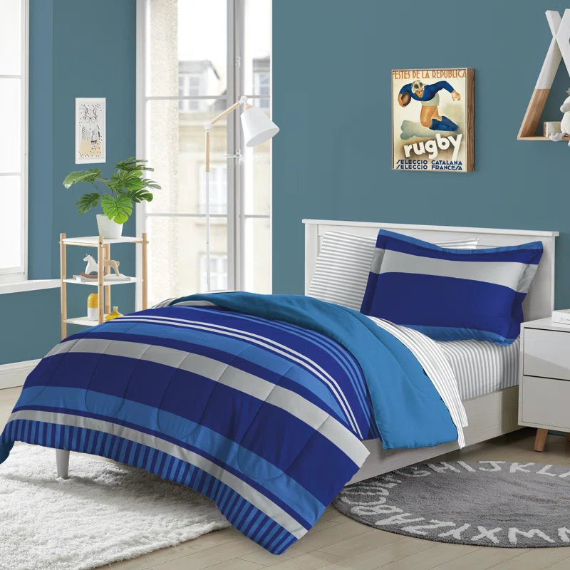 Dream Factory Dream Factory Rugby Stripe 5 Piece Comforter Set
