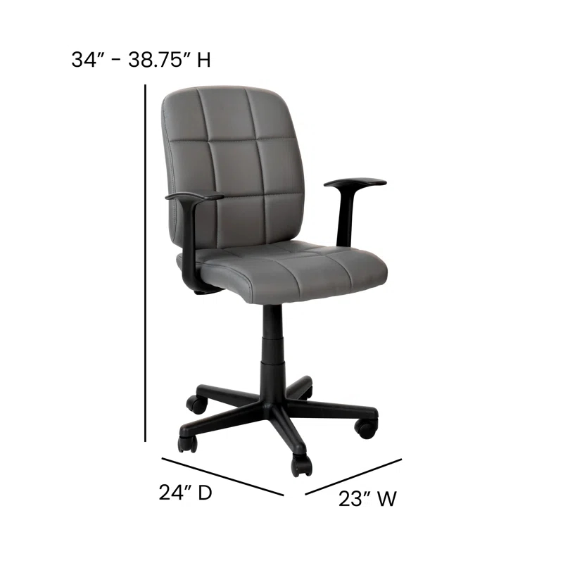 ColorLife Bonavant Mid-Back Quilted Vinyl Swivel Task Office Chair