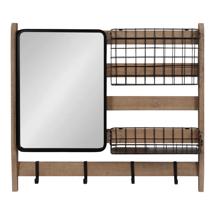 Kate and Laurel Tanner Metal Wall Organizer with Key Hooks