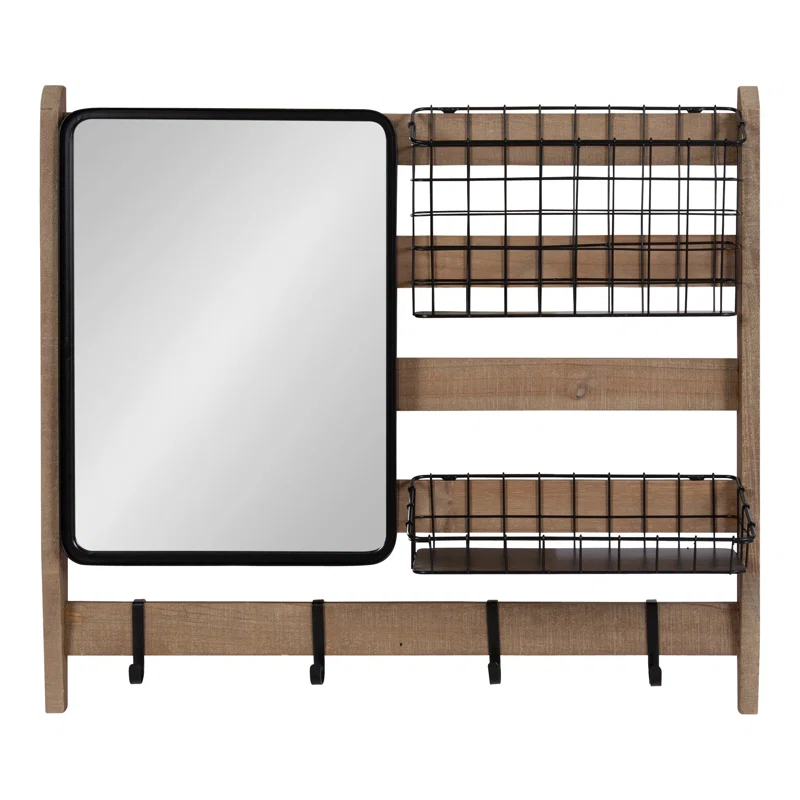Kate and Laurel Tanner Metal Wall Organizer with Key Hooks