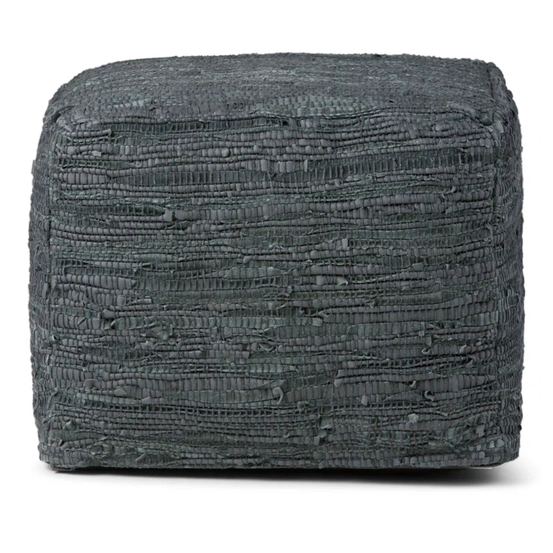 Simpli Home Fredrik 18"W Genuine Buffalo Leather Square Pouf & Reviews | Wayfair
