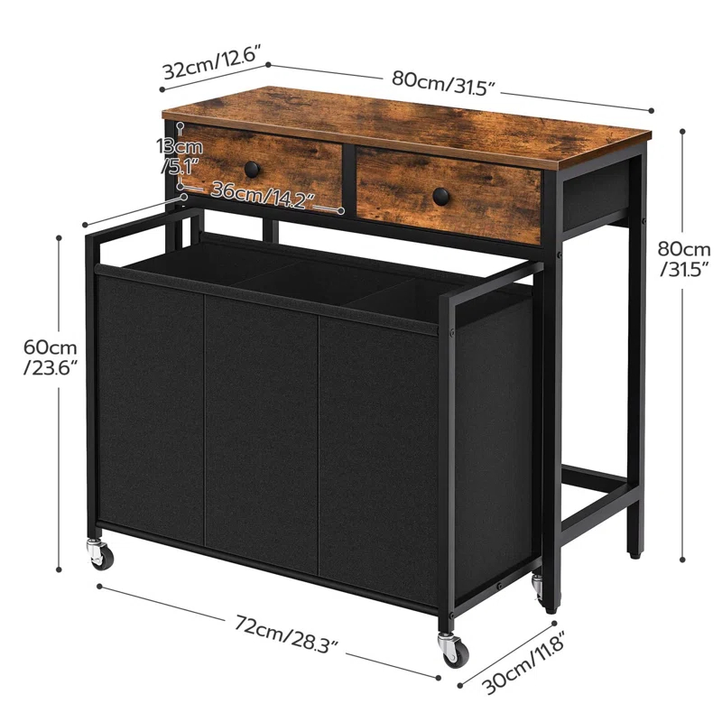 FLOORING CENTER LLC Laundry Basket With Wheels And Drawers