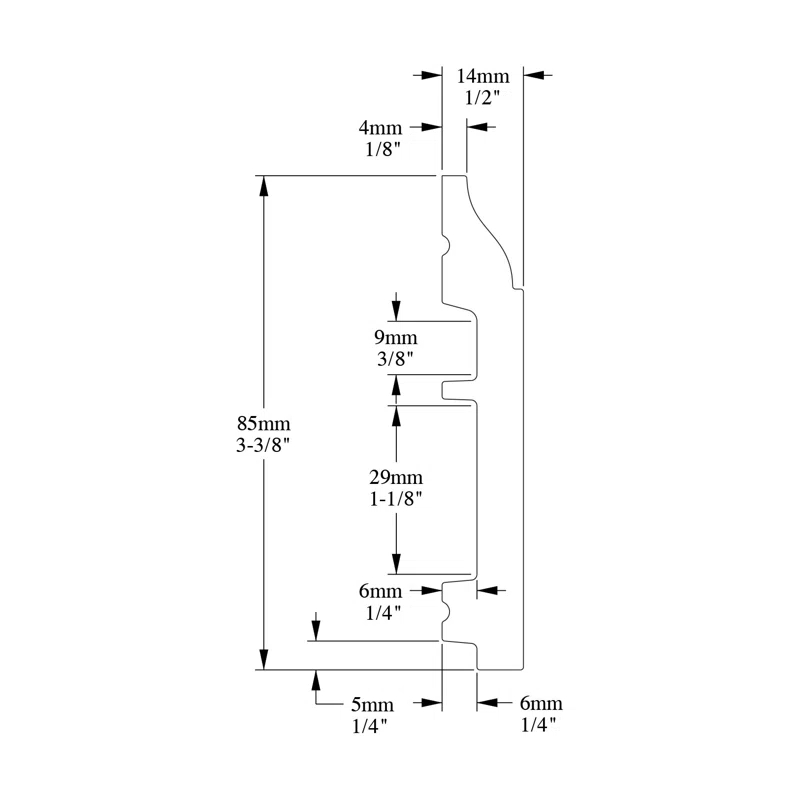 1/2 in D x 3-3/8 in W x 78-3/4 in L Primed White High Impact Polystyrene Baseboard Moulding (Set of 27)