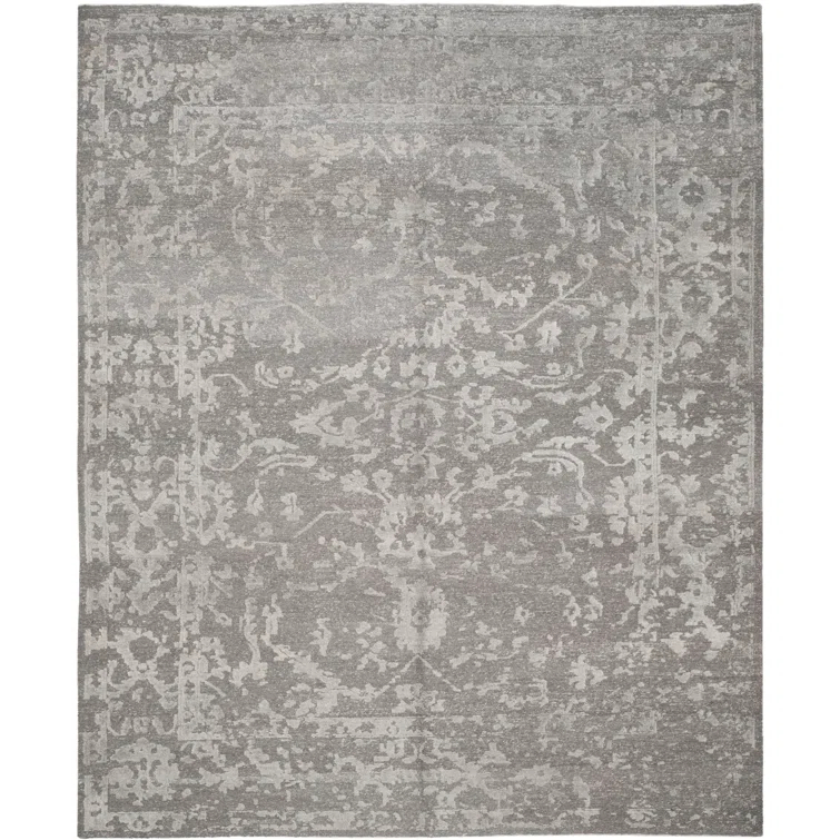 Safavieh Centennial Hand Knotted Viscose/Cotton Floral Rug in Light Gray/Dark Gray