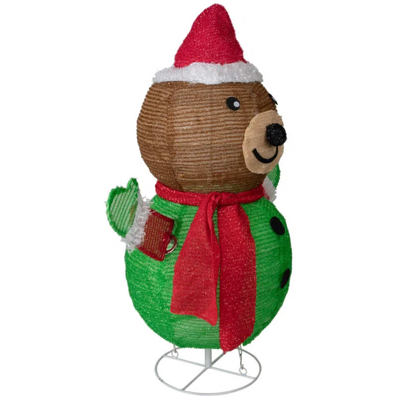 Northlight Seasonal 25" Pop-up Bear Wearing Santa Hat Outdoor Christmas Decoration