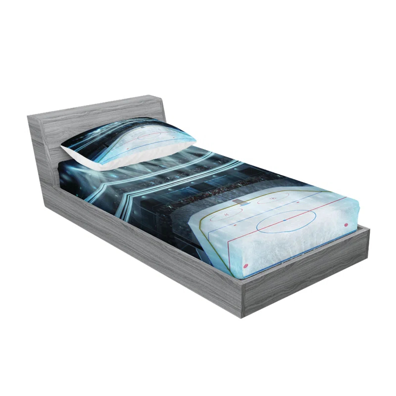 Ambesonne Ambesonne Hockey Fitted Sheet & Pillow Sham ,Multicolor