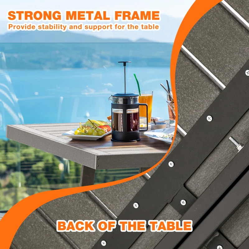 Mabry 5 Piece Patio Dining Set, Patio tables with 4 Chairs,Patio Furniture Sets Made of HDPE Materia and Metal Frame Reinforcement for Backyard, Porch, Lawn，Party and Garden,Gray