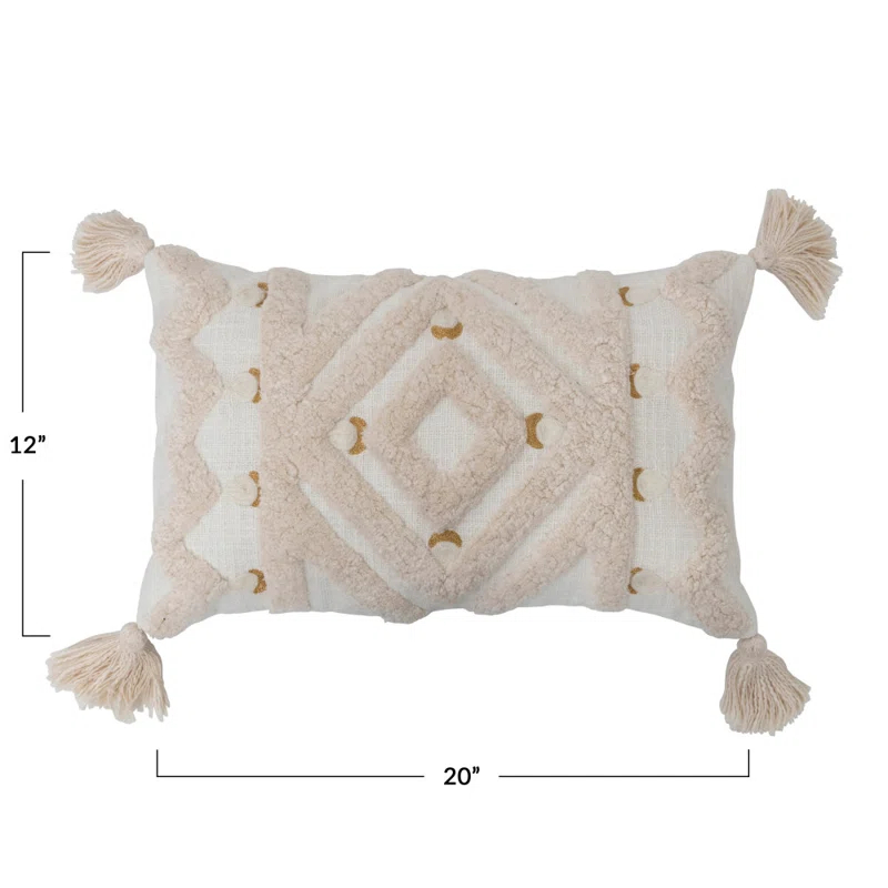 Creative Co-Op Embroidered Cotton Reversible Throw Pillow