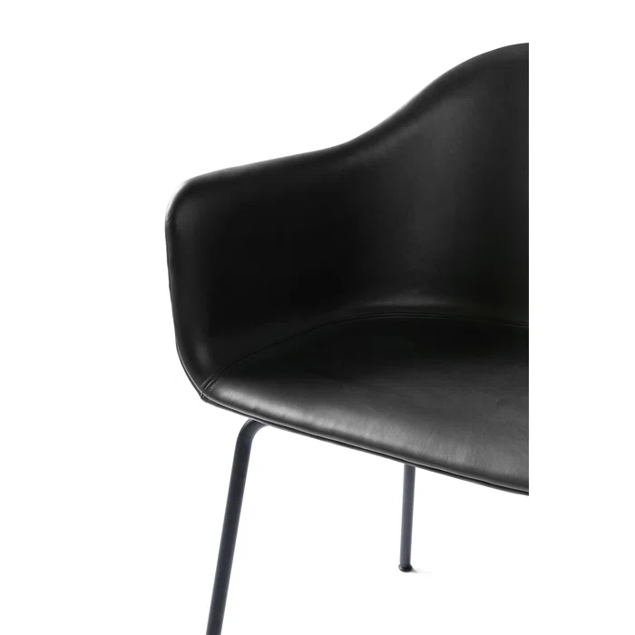 Elegant Harbour High-Back Upholstered Arm Chair in Black Steel and Fiord Wool