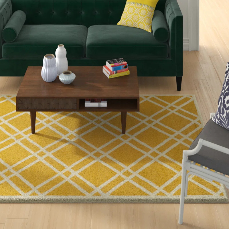 George Oliver Deedgra Hand Tufted Wool Geometric Rug